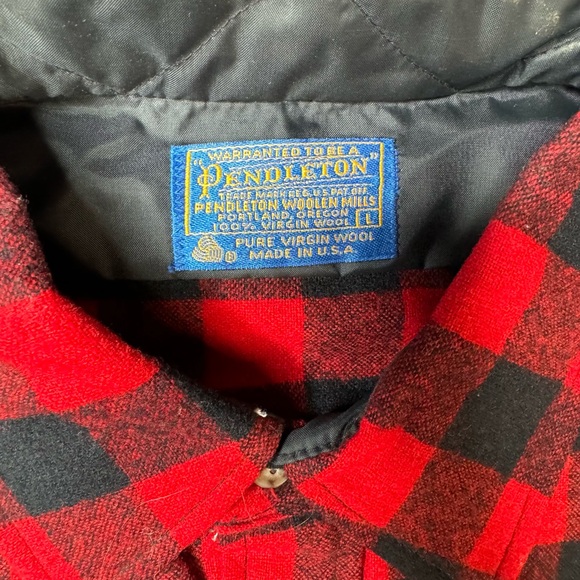 Pendleton plaid button down large 100% virgin wool - Picture 2 of 6